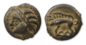 LEUQUES - Potin à la tête d’indien très beau style 75-50 av. J.-C.