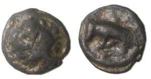 TURONS - Potin “à la tête diabolique casquée (80-50 av. J.-C.)