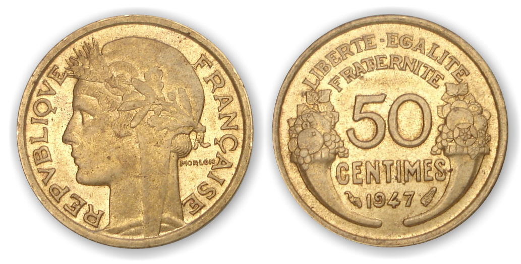 50 ctes fr Morlon Bronze 1947 50 ctes fr Morlon Bronze 1947