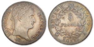 5 frs Napoléon revers Empire 1811 A (Paris)