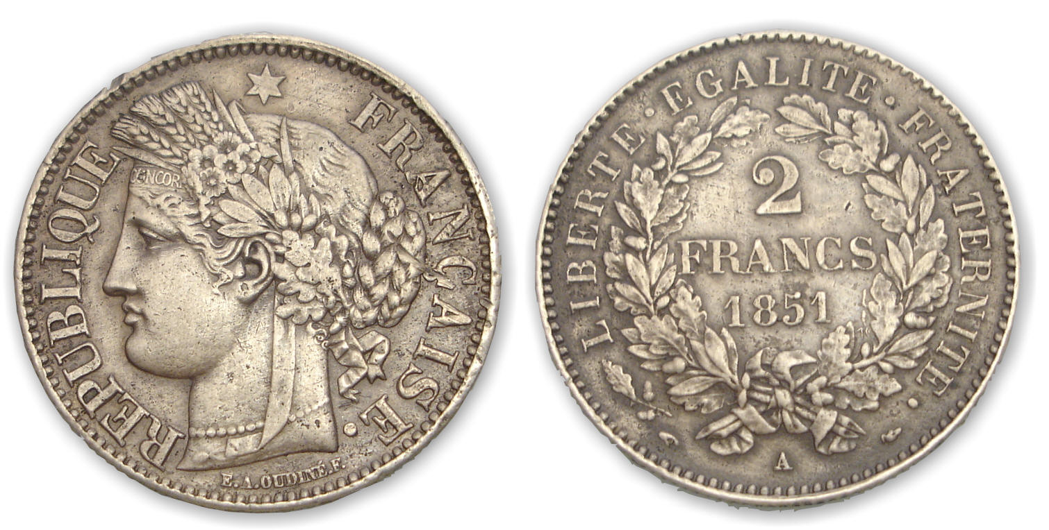 2 frs Cérès 1851 A (Paris) 2 frs Cérès 1851 A (Paris)