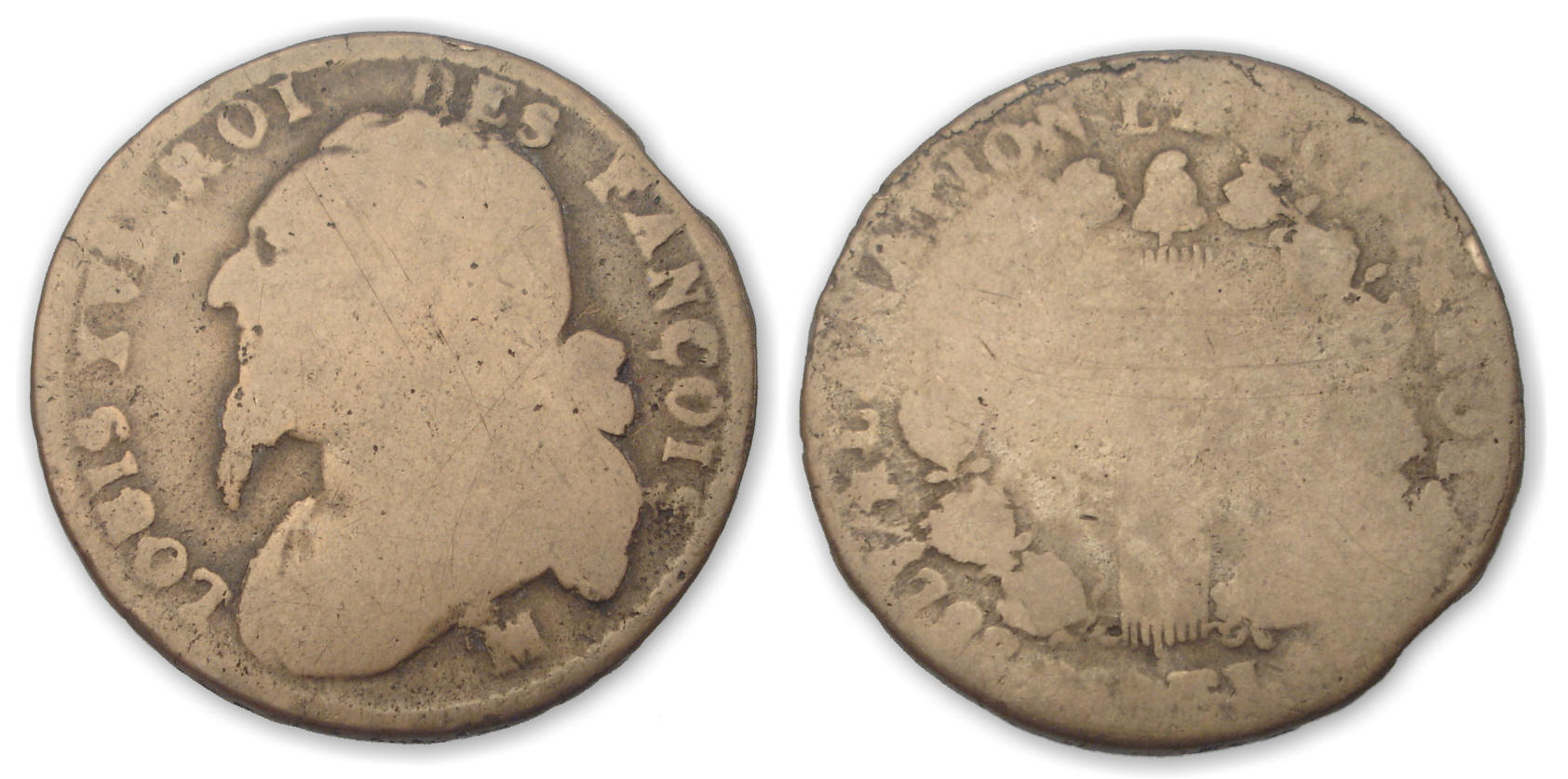12 deniers type François 1793 MA (Marseille) Portrait avec la barbichette. 12 deniers type François 1793 MA (Marseille) Portrait avec la barbichette.