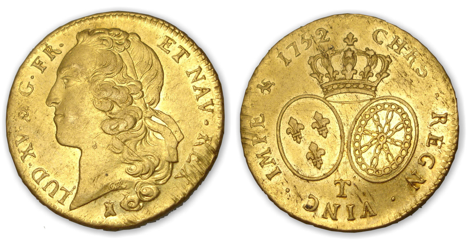Louis XV - Double louis d'or au bandeau 1752 T (Nantes) Louis XV - Double louis d'or au bandeau 1752 T (Nantes)