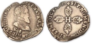 Henri IV - Demi-franc 2 ème type 1595 K (Bordeaux)
