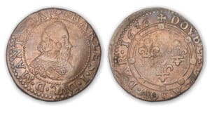Champagne - Charles de Gonzague Double tournois 1636 Champagne - Charles de Gonzague Double tournois 1636