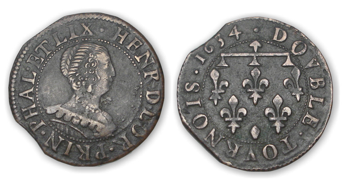 Lorraine - Henriette De Lorraine Double tournois 1634 Lorraine - Henriette De Lorraine Double tournois 1634