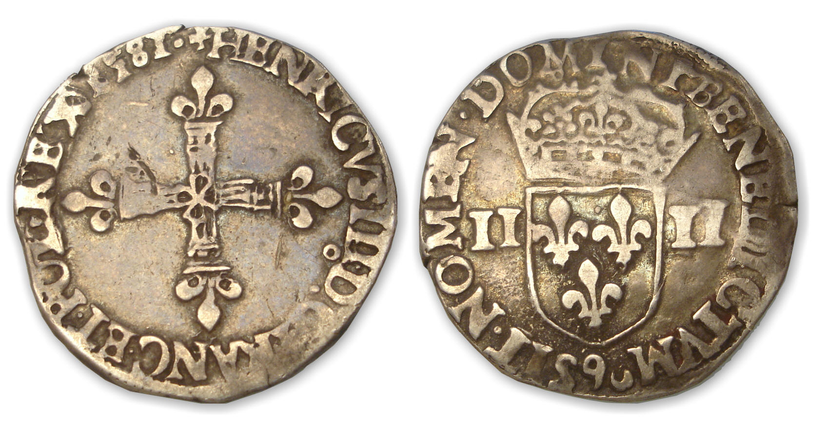 Henri III - Quart d'écu 1581 9 (Rennes) Henri III - Quart d'écu 1581 9 (Rennes)