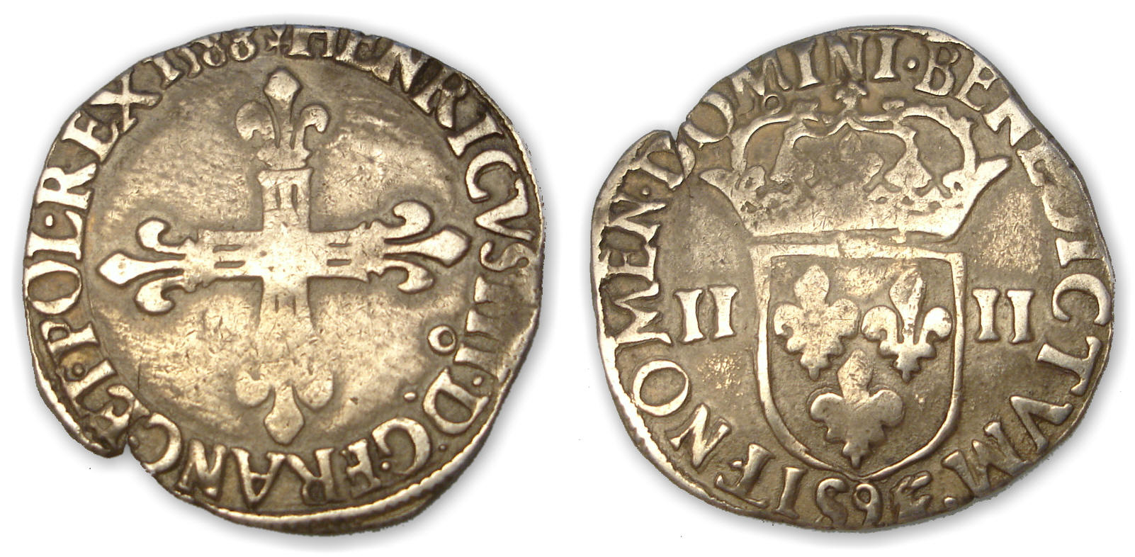 Henri III - Quart d'écu 1588 9 (Rennes) Henri III - Quart d'écu 1588 9 (Rennes)