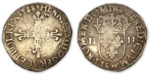 Henri III - Quart d'écu 1588 9 (Rennes)