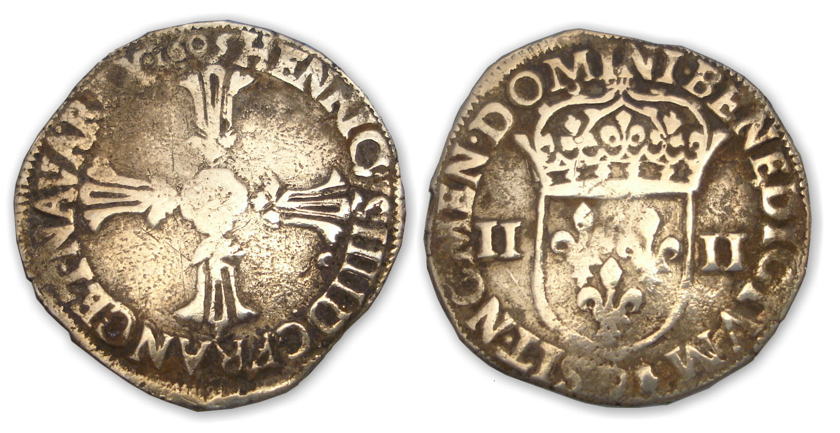 Henri IV - Quart d'écu croix feuillue 1605 9 (Rennes) Henri IV - Quart d'écu croix feuillue 1605 9 (Rennes)