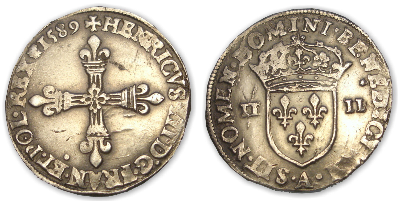 Henri III - Quart d'écu 1589 A (Paris) Henri III - Quart d'écu 1589 A (Paris)