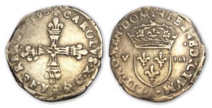 Charles X - Huitième d'écu 1590 A (Paris)