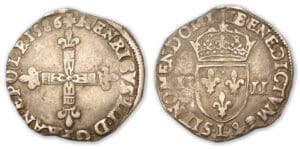 Henri III - Quart d'écu 1586 L (Bayonne)