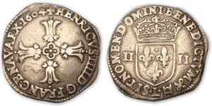 Henri IV - Quart d'écu croix feuillue 1604 L (Bayonne)