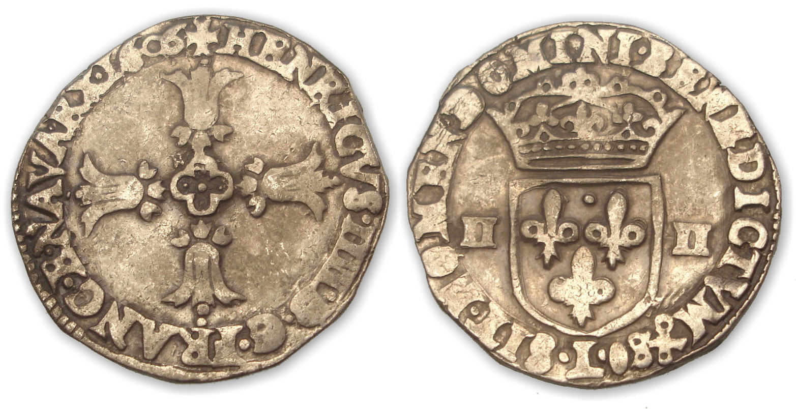 Henri IV - Quart d'écu croix feuillue 1606 L (Bayonne) Henri IV - Quart d'écu croix feuillue 1606 L (Bayonne)