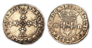 Henri IV - Quart d'écu croix feuillue 1607 L (Bayonne)
