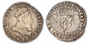 Henri II - Teston tête couronnée 1554 L (Bayonne)