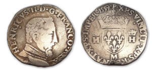 Henri II - Teston buste nu 5 ème type 1559 M (Toulouse)
