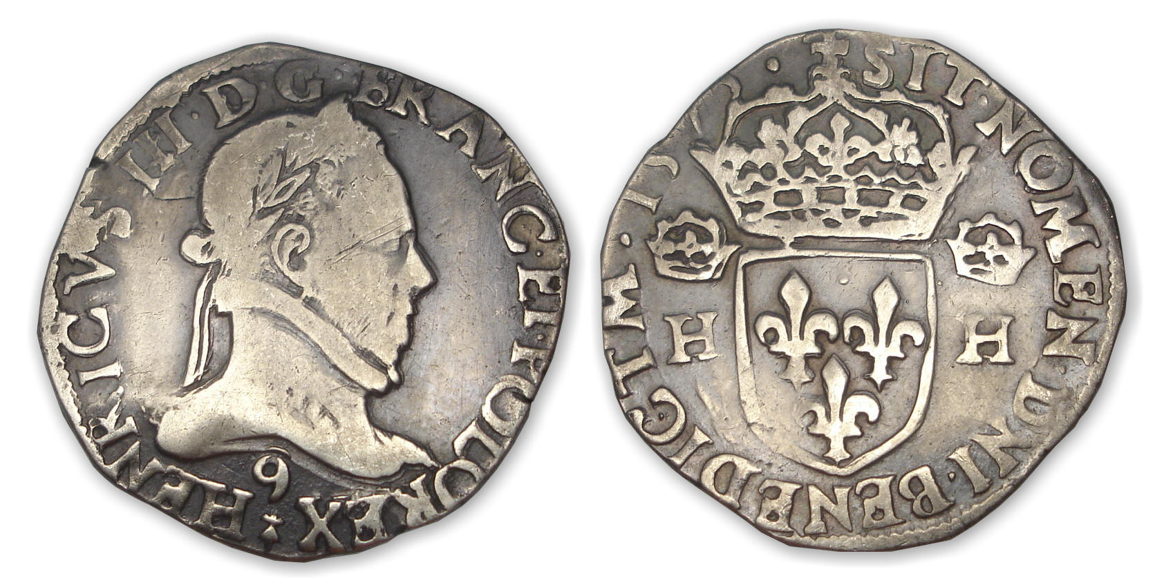 Henri III - Teston 4 ème type 1575 9 (Rennes) Henri III - Teston 4 ème type 1575 9 (Rennes)