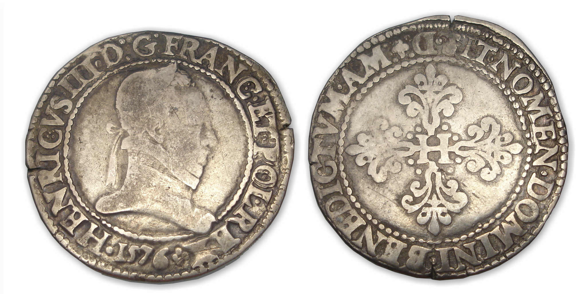 Henri III - Franc au col plat 1576 D (Lyon) Henri III - Franc au col plat 1576 D (Lyon)