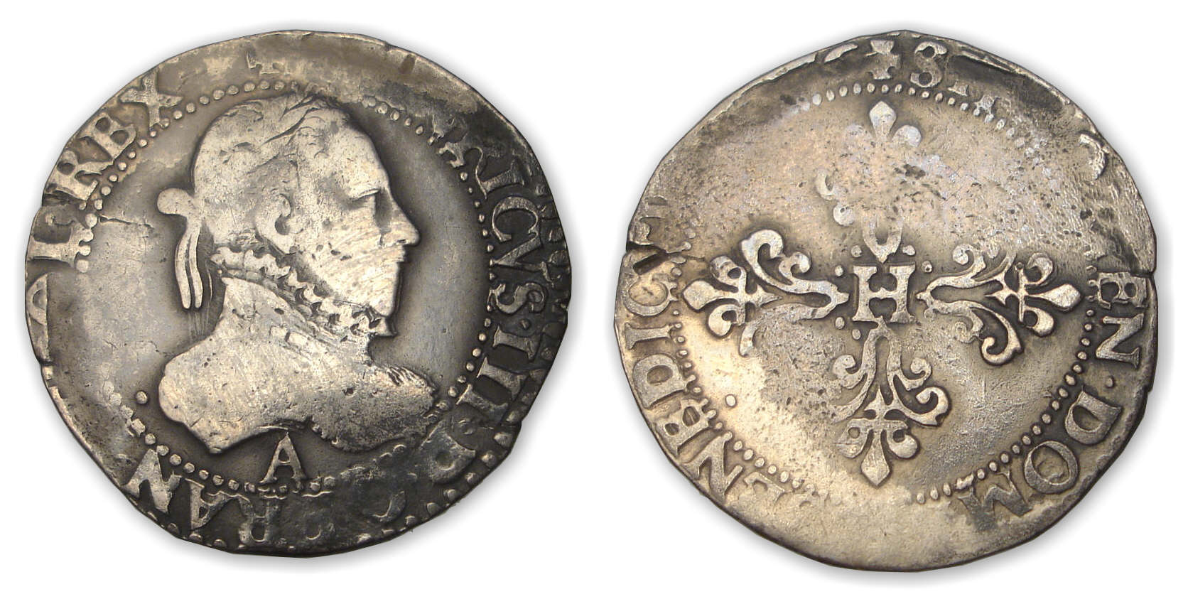 Henri III - Demi-franc au col plat 1576 A (Paris) Henri III - Demi-franc au col plat 1576 A (Paris)