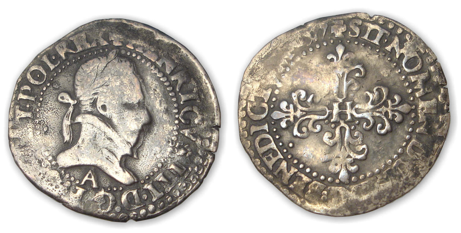 Henri III - Quart de franc au col plat 1577 A (Paris) Henri III - Quart de franc au col plat 1577 A (Paris)