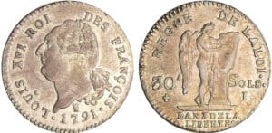 Constitution (1791-1792) - 30 sols type FRANCOIS 1791 I (Limoges) 2ème sem Constitution (1791-1792) - 30 sols type FRANCOIS 1791 I (Limoges) 2ème sem