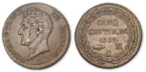 Monaco - Honoré V 5 ctes 1837 MC petite tête