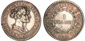 Italie - Principauté de Lucques et Piombino - 1 franco 1807 (Florence) Italie - Principauté de Lucques et Piombino - 1 franco 1807 (Florence)