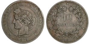 10 centimes Cérès - 1876 K (Bordeaux) 10 centimes Cérès - 1876 K (Bordeaux)