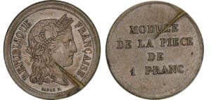 Essai de la pièce de 1 franc (1848) Essai de la pièce de 1 franc (1848)