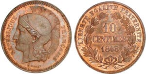 Deuxième république - 10 centimes concours de Rogat 1848 - Piéfort quadruple Deuxième république - 10 centimes concours de Rogat 1848 - Piéfort quadruple