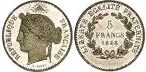 Deuxième république - 5 francs concours de Rogat 1848 Deuxième république - 5 francs concours de Rogat 1848
