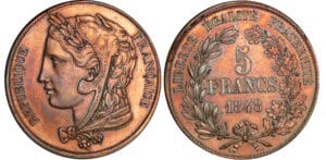 Deuxième république - 5 francs concours de Gayrard 1848 Deuxième république - 5 francs concours de Gayrard 1848