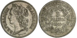 Deuxième république - 5 francs concours de Tournier 1848 Deuxième république - 5 francs concours de Tournier 1848