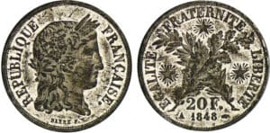 Deuxième république - 20 francs or concours de Barré 1848 Deuxième république - 20 francs or concours de Barré 1848