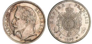 1 franc Napoléon III tête laurée - 1866 BB (Strasbourg)
