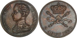 Module 5 francs Henri V Comte de Chambord 2 août 1830 Module 5 francs Henri V Comte de Chambord 2 août 1830