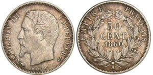 50 centimes Napoléon III tête nue - 1860 A (Paris)