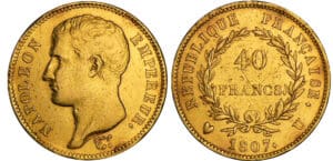 40 francs Napoléon Ier tête nue - Type transitoire - 1807 U (Turin)