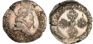 Henri III - Demi-franc au col plat - 1588 K (Bordeaux)