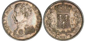 1 franc Henri V Comte de Chambord 1831 1 franc Henri V Comte de Chambord 1831