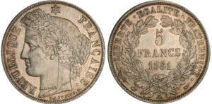 5 francs Cérès - 1851 A (Paris) 5 francs Cérès - 1851 A (Paris)