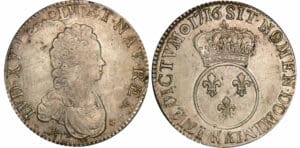 Louis XV - Ecu vertugadin - 1716 K (Bordeaux) - Flan réf. Louis XV - Ecu vertugadin - 1716 K (Bordeaux) - Flan réf.