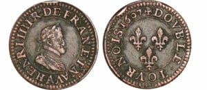 Henri IV - Piéfort du Double tournois de poids quadruple 1607 Henri IV - Piéfort du Double tournois de poids quadruple 1607