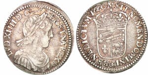 Louis XIV - 1/12 écu de Béarn à la mèche longue - 1660 (Morlàas) Louis XIV - 1/12 écu de Béarn à la mèche longue - 1660 (Morlàas)