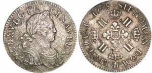 Louis XV - Ecu aux huit L - 1725 H (La Rochelle) - Trésor du Chameau Louis XV - Ecu aux huit L - 1725 H (La Rochelle) - Trésor du Chameau