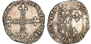 Navarre - Henri III de Navarre, II de Béarn - Quart d'écu 1586 (Saint-Palais) Navarre - Henri III de Navarre, II de Béarn - Quart d'écu 1586 (Saint-Palais)