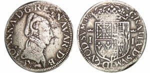 Navarre - Jeanne d'Albret - Teston 1569 (Pau) Navarre - Jeanne d'Albret - Teston 1569 (Pau)