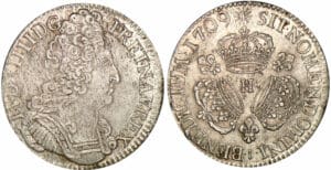 Louis XIV - Ecu aux 3 couronnes - 1709 H (La Rochelle) Louis XIV - Ecu aux 3 couronnes - 1709 H (La Rochelle)
